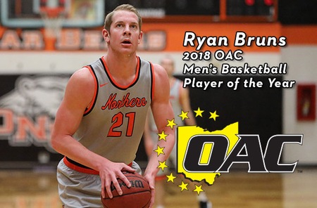 Ryan Bruns named OAC Men's Basketball Player of the Year; Burger, DiOrio also named All-Conference