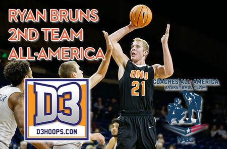 Junior Ryan Bruns named 2nd Team All-America in Men's Basketball by NABC, D3hoops.com