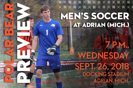Men's Soccer: Ohio Northern (6-2-1 Overall) at Adrian (Mich.) (3-4-0)
