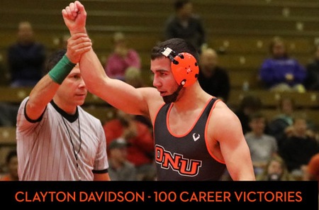 Senior Clayton Davidson records 100th career victory as Wrestling finishes 0-3 on opening day at the Lycoming (Pa.) Budd Whitehill National Duals