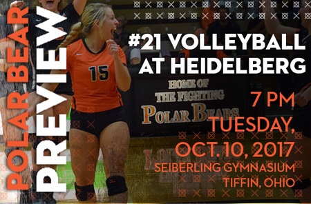 Volleyball: #21 Ohio Northern (17-4 Overall, 2-1 OAC) at Heidelberg (10-10 Overall, 1-2 OAC)
