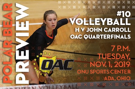 Volleyball: John Carroll (19-10 Overall) at #10 Ohio Northern (23-5 Overall) - OAC Tournament Quarterfinals
