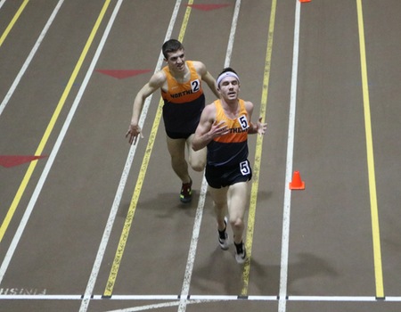 Senior Kase Schalois and sophomore Ian McVey leads Men's Indoor Track & Field on opening day of OAC Championships