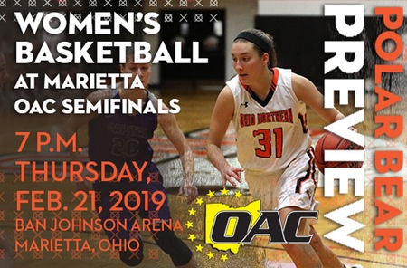 Women's Basketball: OAC Tournament Semifinals - Ohio Northern (14-12 Overall, 7-11 OAC) at Marietta (18-8 Overall, 12-6 OAC)