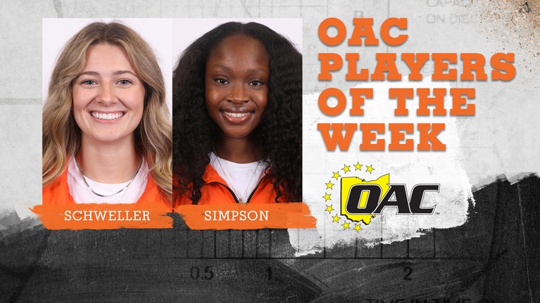 Claire Schweller and Paige Simpson named OAC Women's Track and Field Athletes of the Week