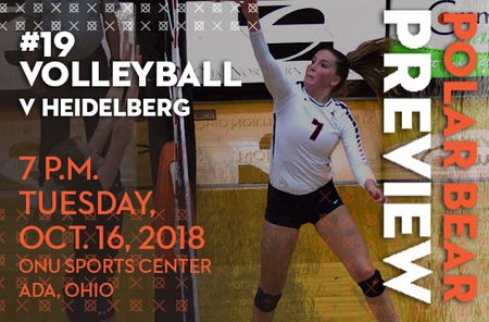 Volleyball: Heidelberg (17-7 Overall, 3-2 OAC) at #19 Ohio Northern (15-7 Overall, 4-1 OAC)